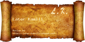Later Kamill névjegykártya
